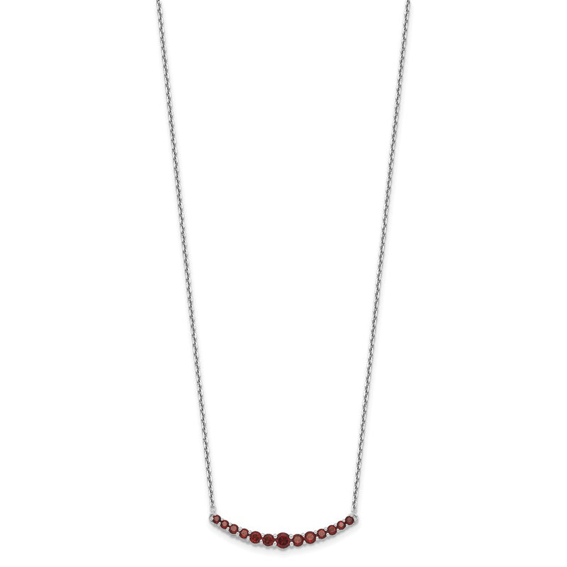 Sterling Silver Rhodium-Plated Garnet Pendant W/Necklace