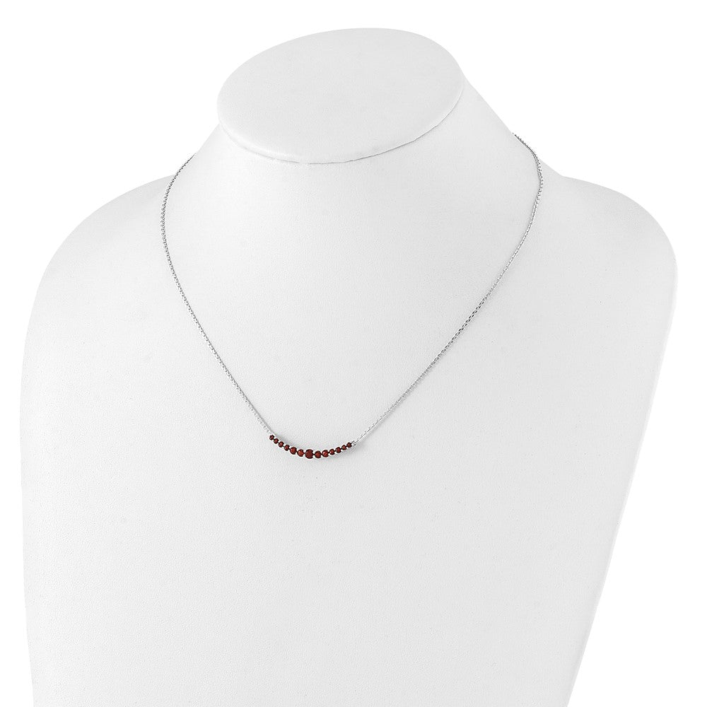 Sterling Silver Rhodium-Plated Garnet Pendant W/Necklace