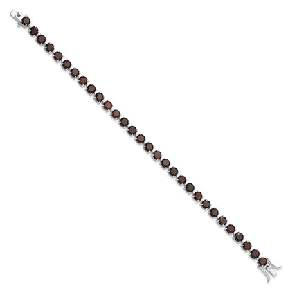 Sterling Silver Rhodium-Plated 5mm 17.4GA Garnet 8in Bracelet