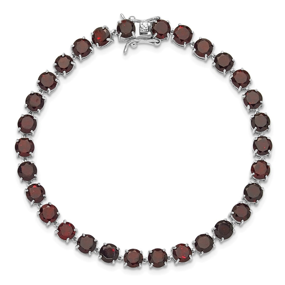 Sterling Silver Rhodium-Plated 5mm 17.4GA Garnet 8in Bracelet