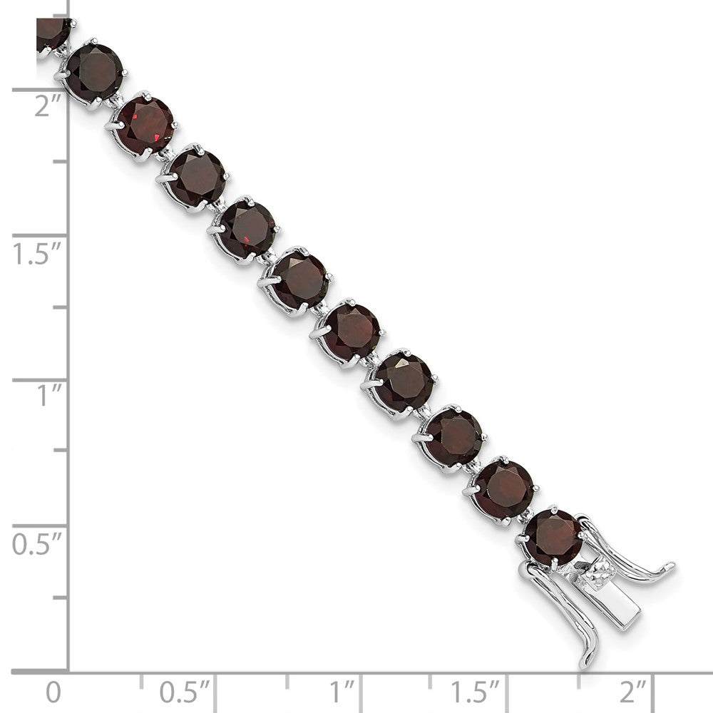 Sterling Silver Rhodium-Plated 5mm 17.4GA Garnet 8in Bracelet