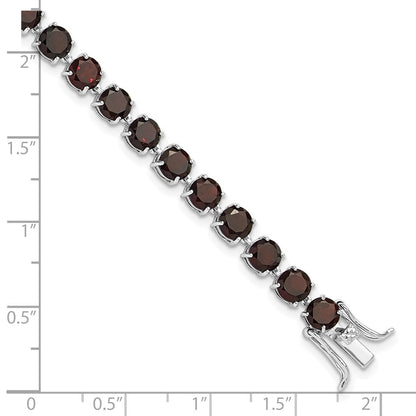 Sterling Silver Rhodium-Plated 5mm 17.4GA Garnet 8in Bracelet