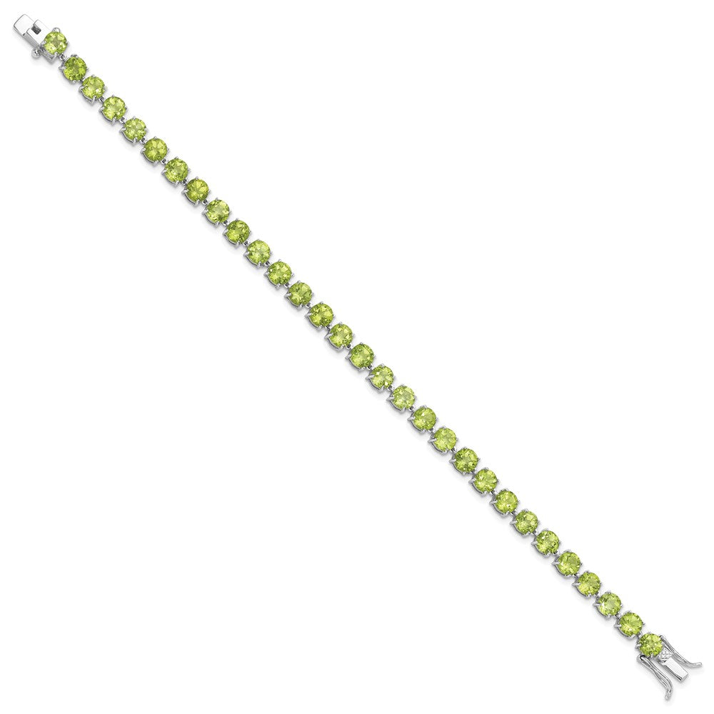 Sterling Silver Rhodium-Plated 5mm 16.74PE Peridot Bracelet