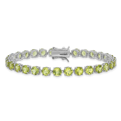 Sterling Silver Rhodium-Plated 5mm 16.74PE Peridot Bracelet