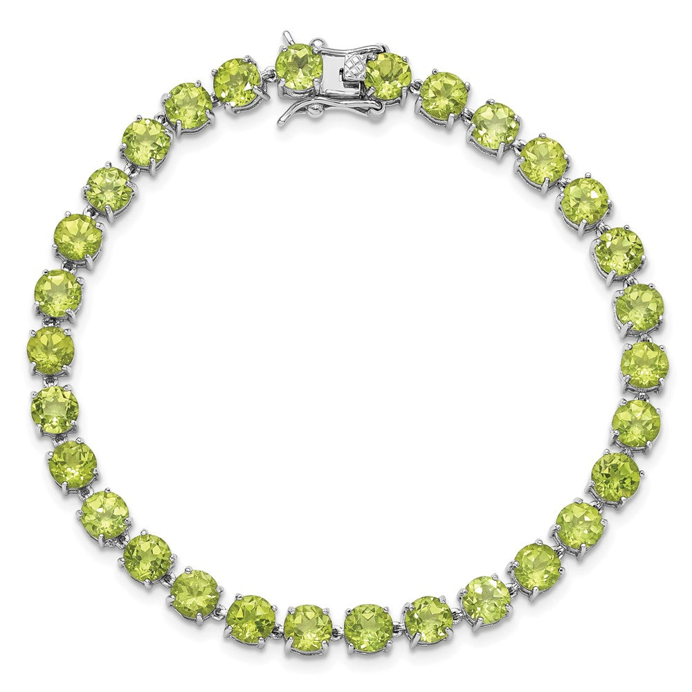 Sterling Silver Rhodium-Plated 5mm 16.74PE Peridot Bracelet