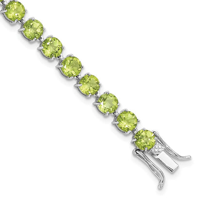 Sterling Silver Rhodium-Plated 5mm 16.74PE Peridot Bracelet