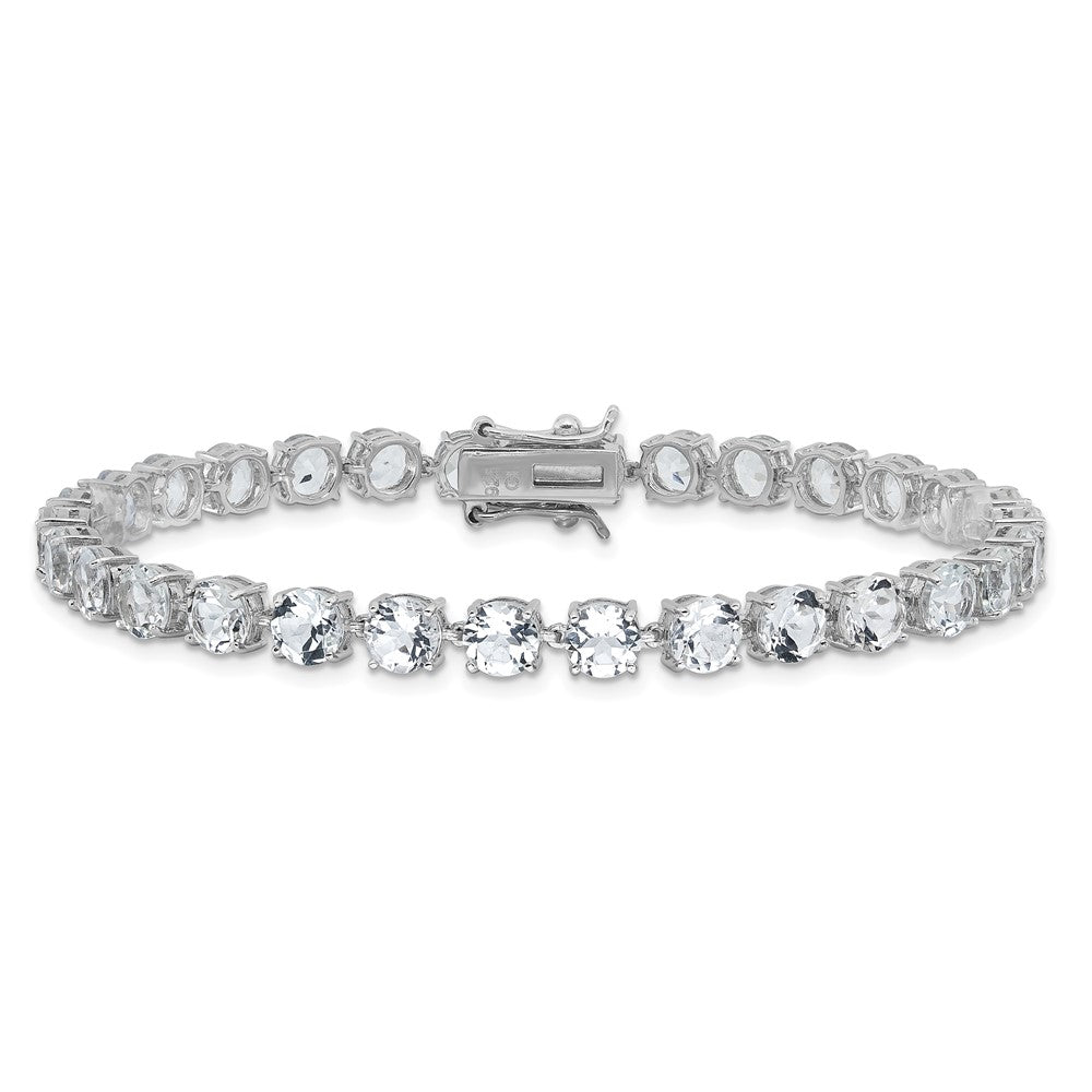 Sterling Silver Rhodium-Plated 5mm 19.22WT White Topaz Bracelet
