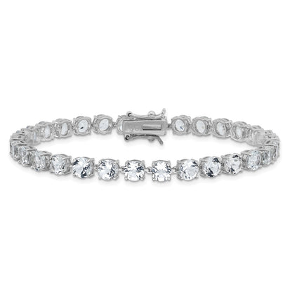 Sterling Silver Rhodium-Plated 5mm 19.22WT White Topaz Bracelet