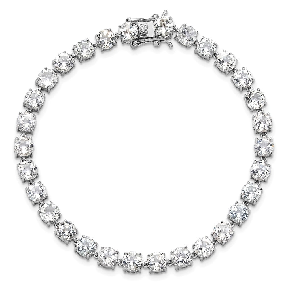 Sterling Silver Rhodium-Plated 5mm 19.22WT White Topaz Bracelet