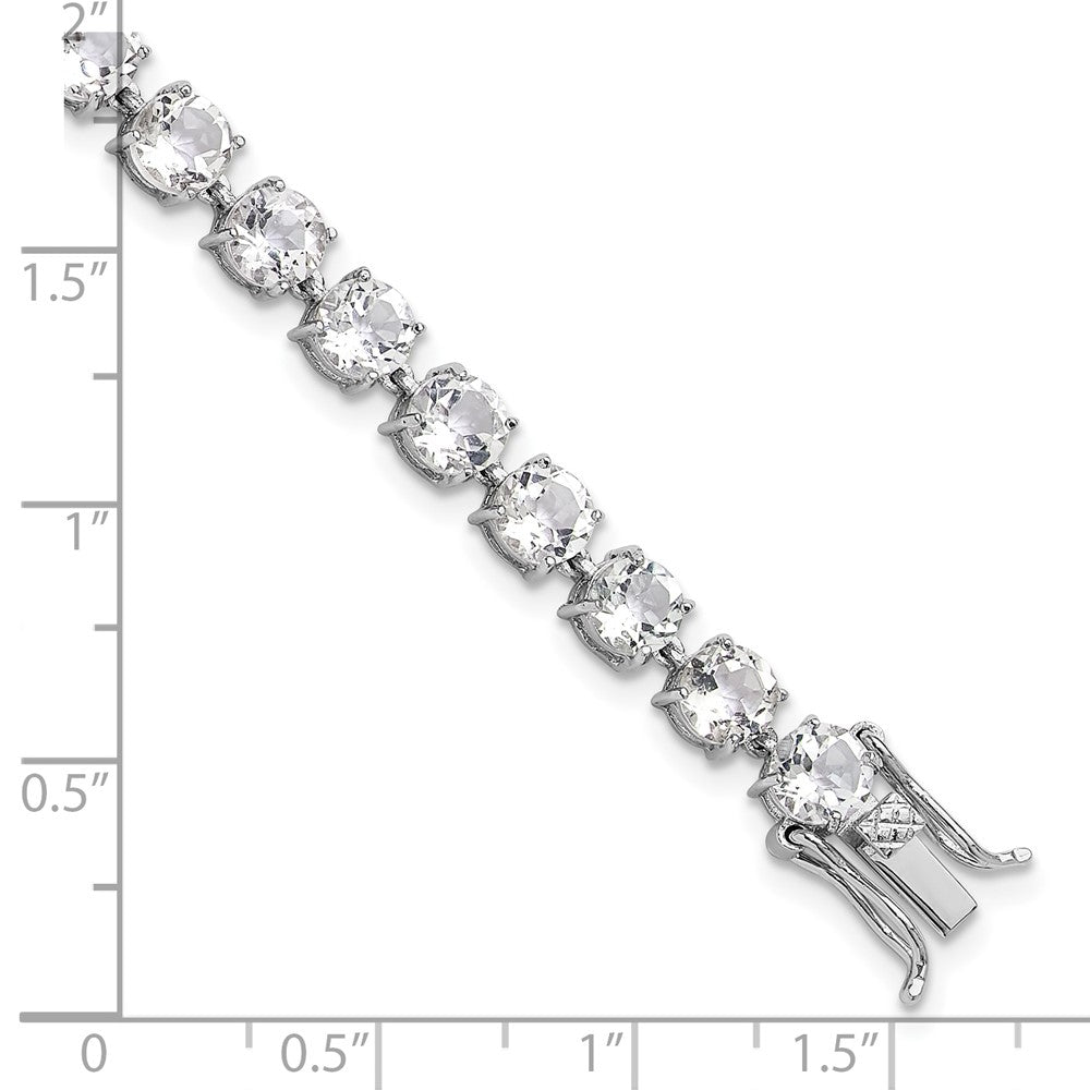 Sterling Silver Rhodium-Plated 5mm 19.22WT White Topaz Bracelet