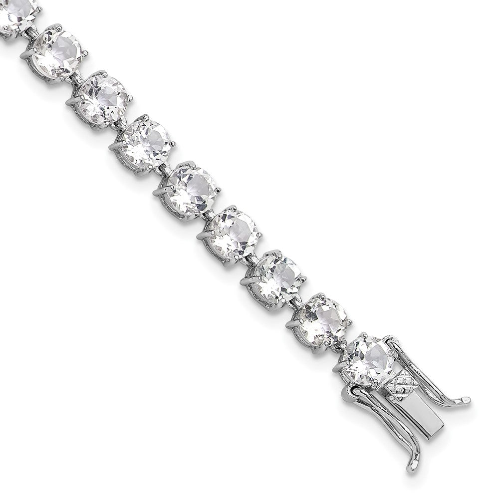 Sterling Silver Rhodium-Plated 5mm 19.22WT White Topaz Bracelet