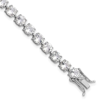 Sterling Silver Rhodium-Plated 5mm 19.22WT White Topaz Bracelet