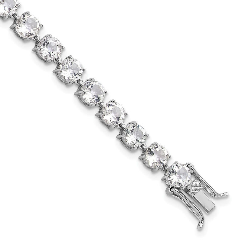 Sterling Silver Rhodium-Plated 5mm 19.22WT White Topaz Bracelet