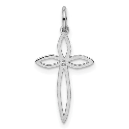 Sterling Silver Rhodium-Plated Laser Designed Cross Pendant
