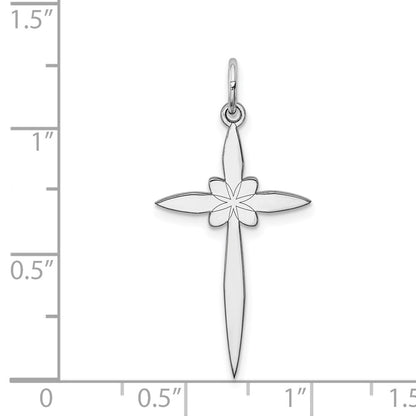 Sterling Silver Rhodium-Plated Laser Designed Cross Pendant