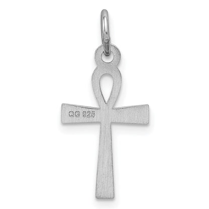 Sterling Silver Rhodium-Plated Laser Designed Cross Charm
