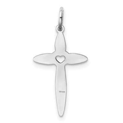 Sterling Silver Rhodium-Plated Laser Designed Cross Pendant