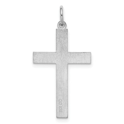 Sterling Silver Rhodium-Plated Laser Designed Cross Pendant