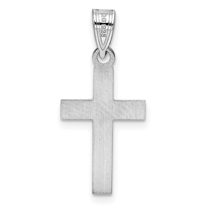 Sterling Silver Rhodium-Plated Blue Enameled Cross Hatch Charm