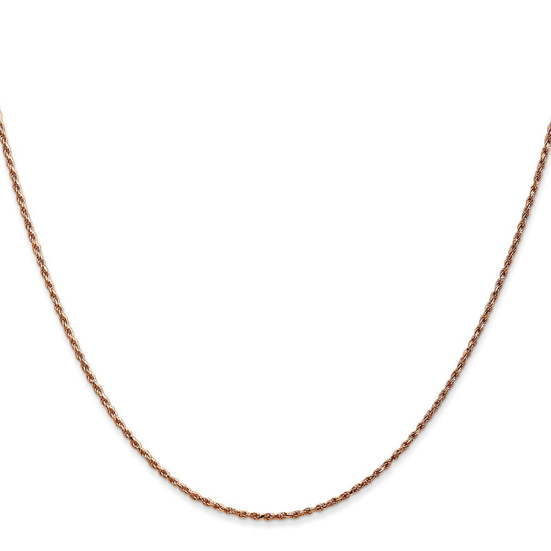 14K Rose Gold 1mm Diamond-Cut Man Made Rope With Lobster Clasp Chain Necklace