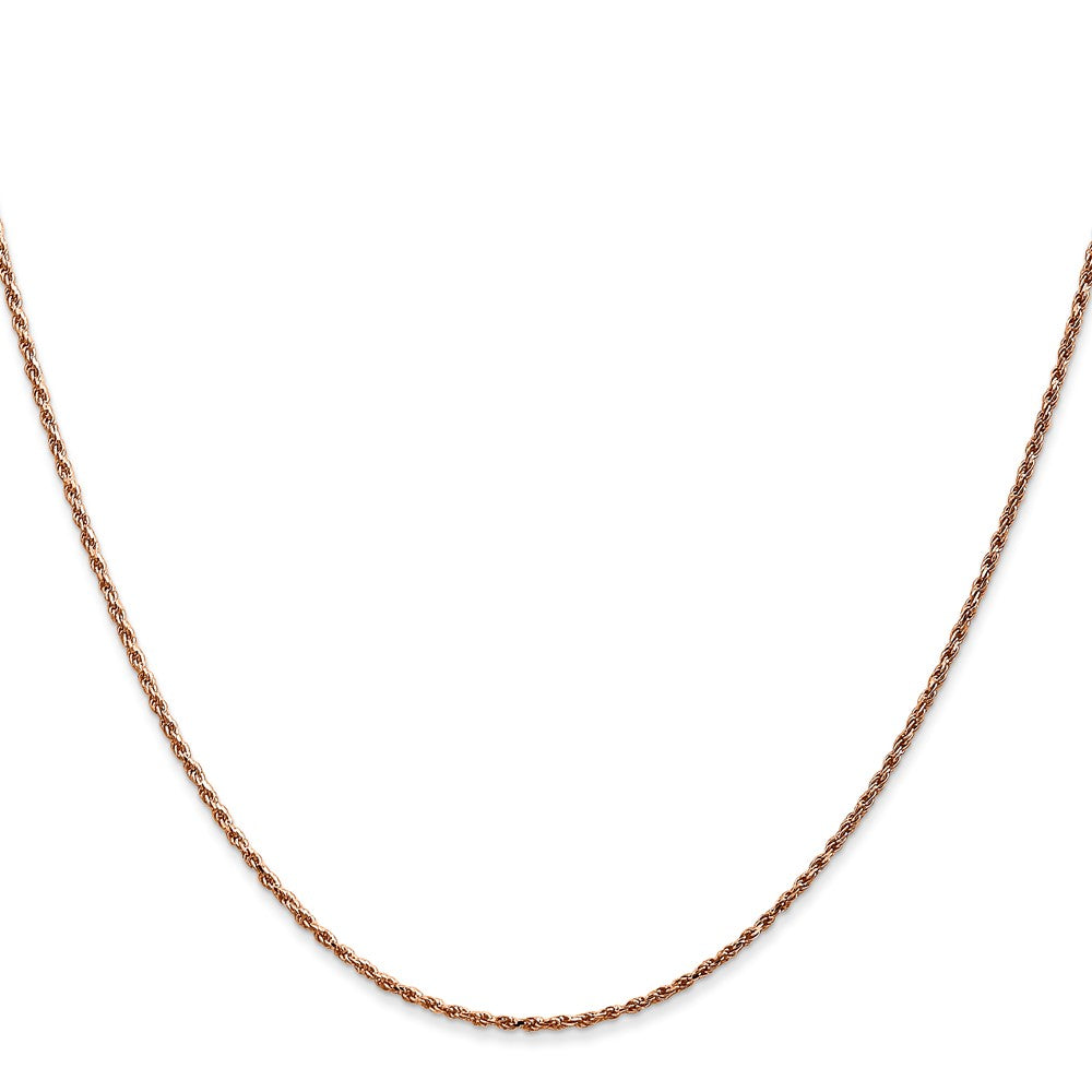 14K Rose Gold 20 Inch 1mm Diamond-Cut Man Made Rope With Lobster Clasp Chain Necklace