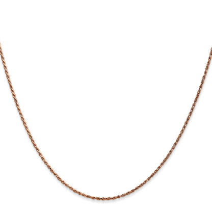 14K Rose Gold 20 Inch 1mm Diamond-Cut Man Made Rope With Lobster Clasp Chain Necklace