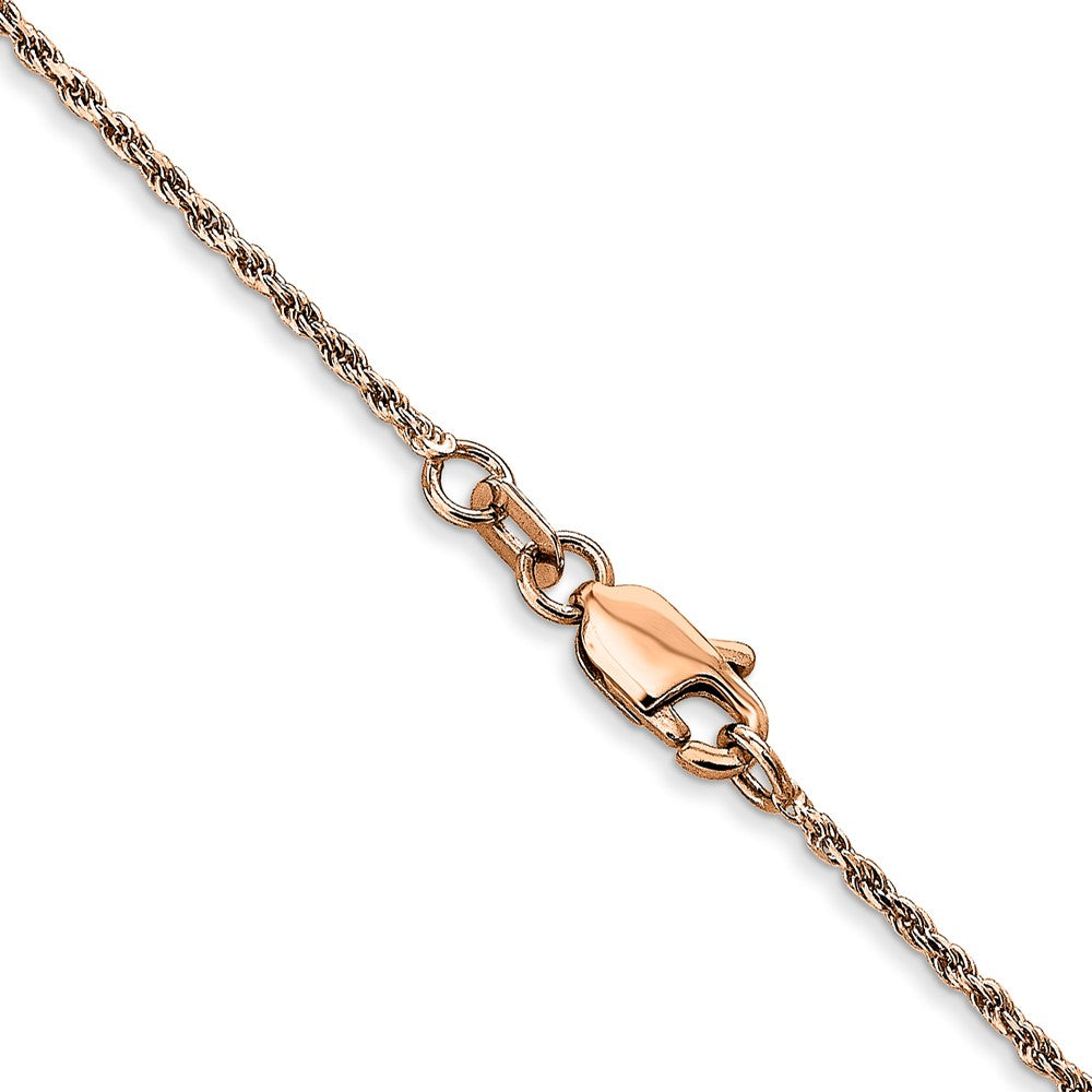 14K Rose Gold 20 Inch 1mm Diamond-Cut Man Made Rope With Lobster Clasp Chain Necklace