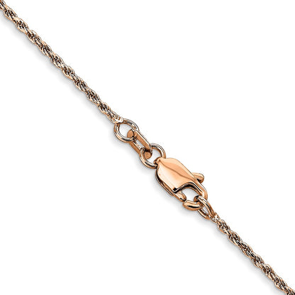 14K Rose Gold 20 Inch 1mm Diamond-Cut Man Made Rope With Lobster Clasp Chain Necklace