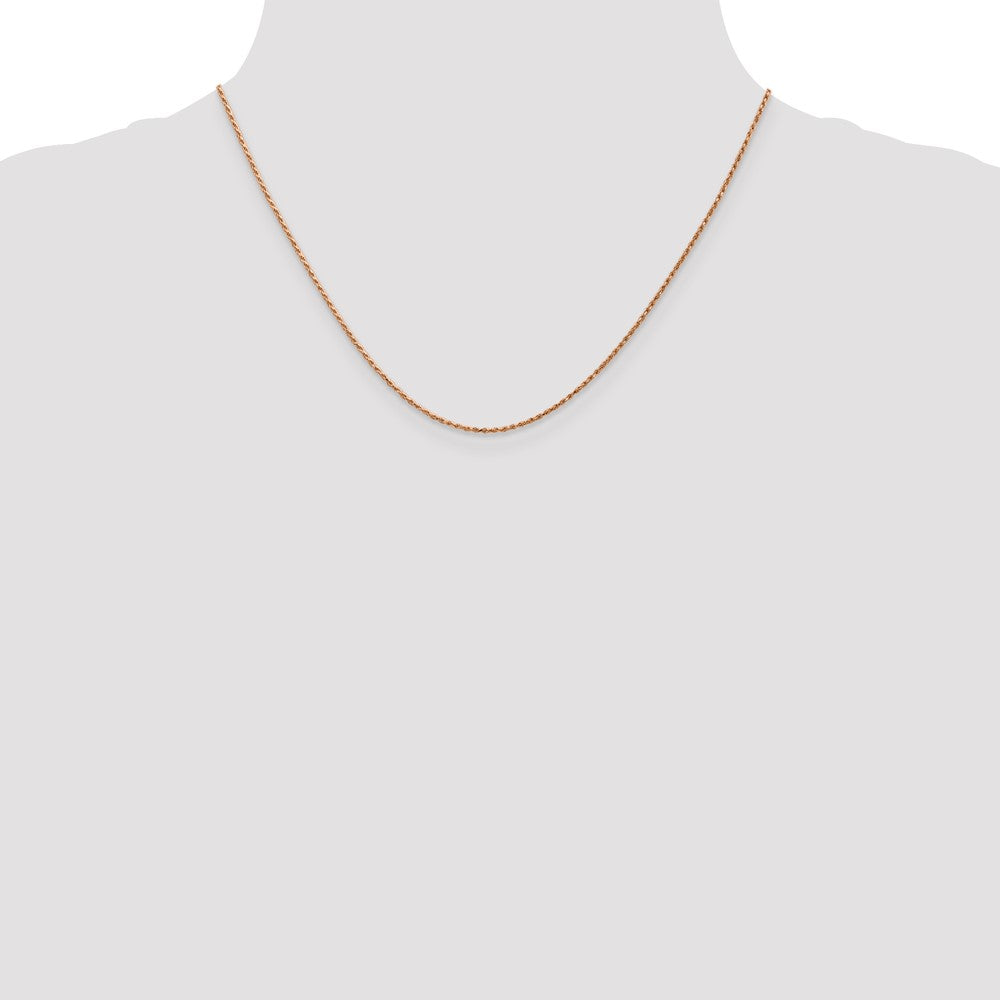14K Rose Gold 1mm Diamond-Cut Man Made Rope With Lobster Clasp Chain Necklace