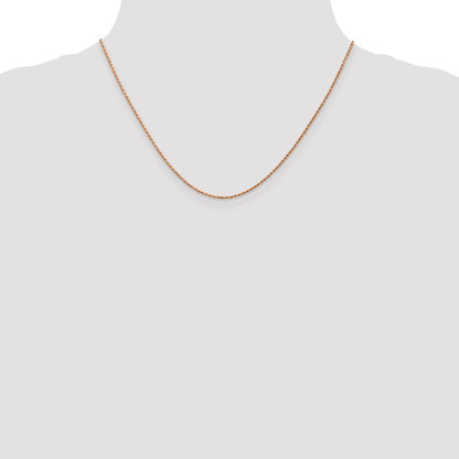 14K Rose Gold 1mm Diamond-Cut Man Made Rope With Lobster Clasp Chain Necklace