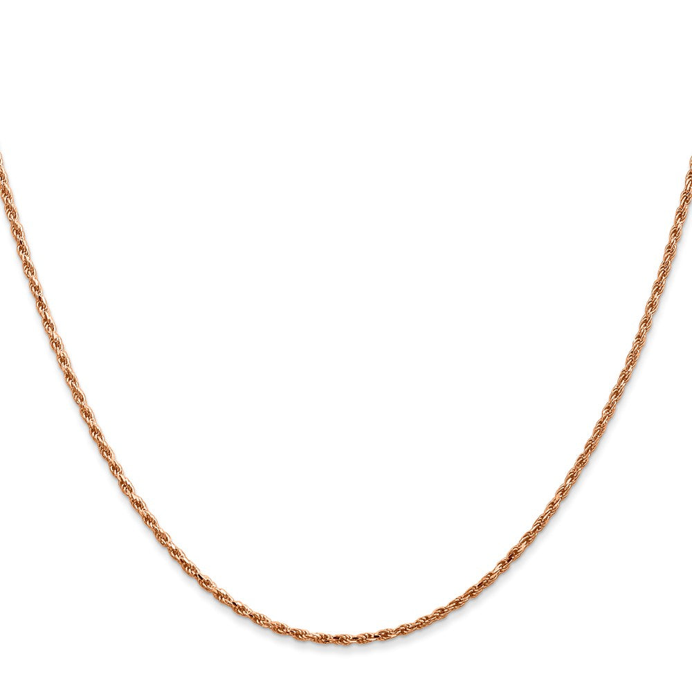 14K Rose Gold 1.5mm Diamond-Cut Man Made Rope With Lobster Clasp Chain Necklace