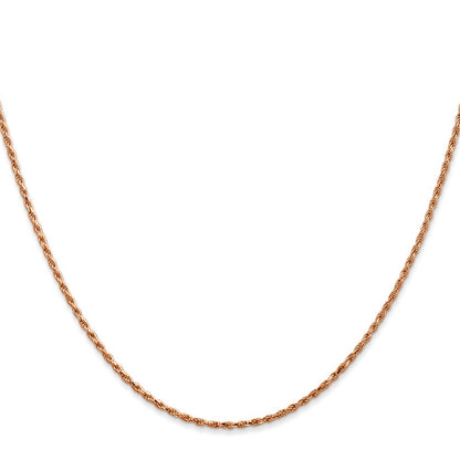 14K Rose Gold 1.5mm Diamond-Cut Man Made Rope With Lobster Clasp Chain Necklace