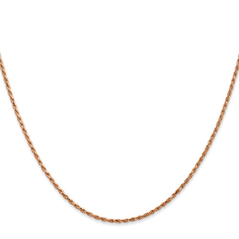 14K Rose Gold 1.5mm Diamond-Cut Man Made Rope With Lobster Clasp Chain Necklace