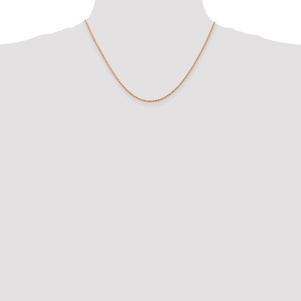 14K Rose Gold 1.5mm Diamond-Cut Man Made Rope With Lobster Clasp Chain Necklace