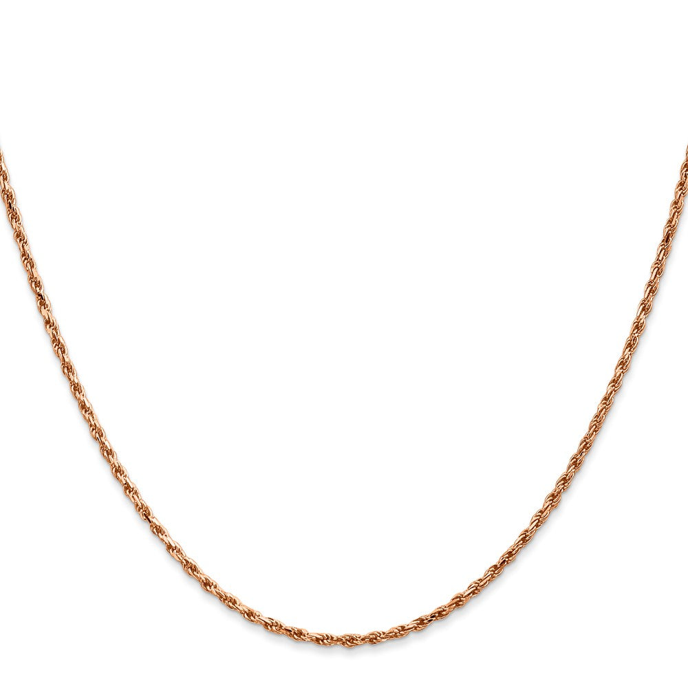 14K Rose Gold 1.8mm Diamond-Cut Man Made Rope With Lobster Clasp Chain Necklace