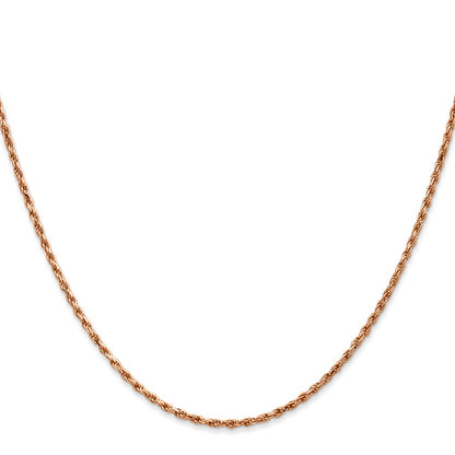 14K Rose Gold 1.8mm Diamond-Cut Man Made Rope With Lobster Clasp Chain Necklace