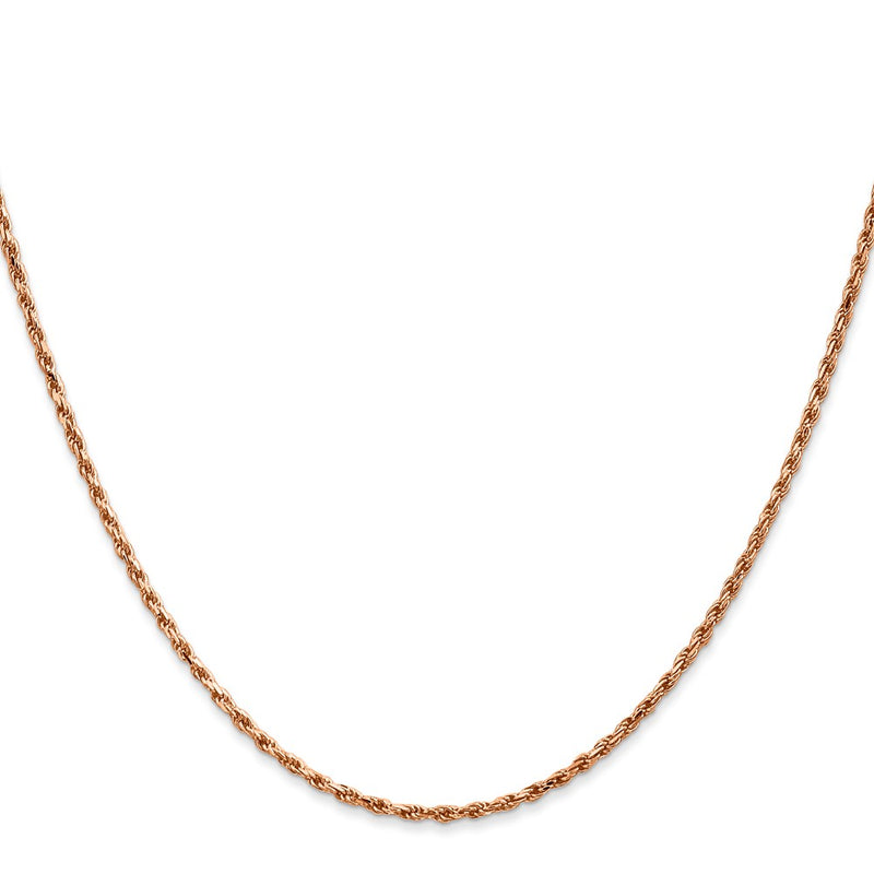 14K Rose Gold 1.8mm Diamond-Cut Man Made Rope With Lobster Clasp Chain Necklace