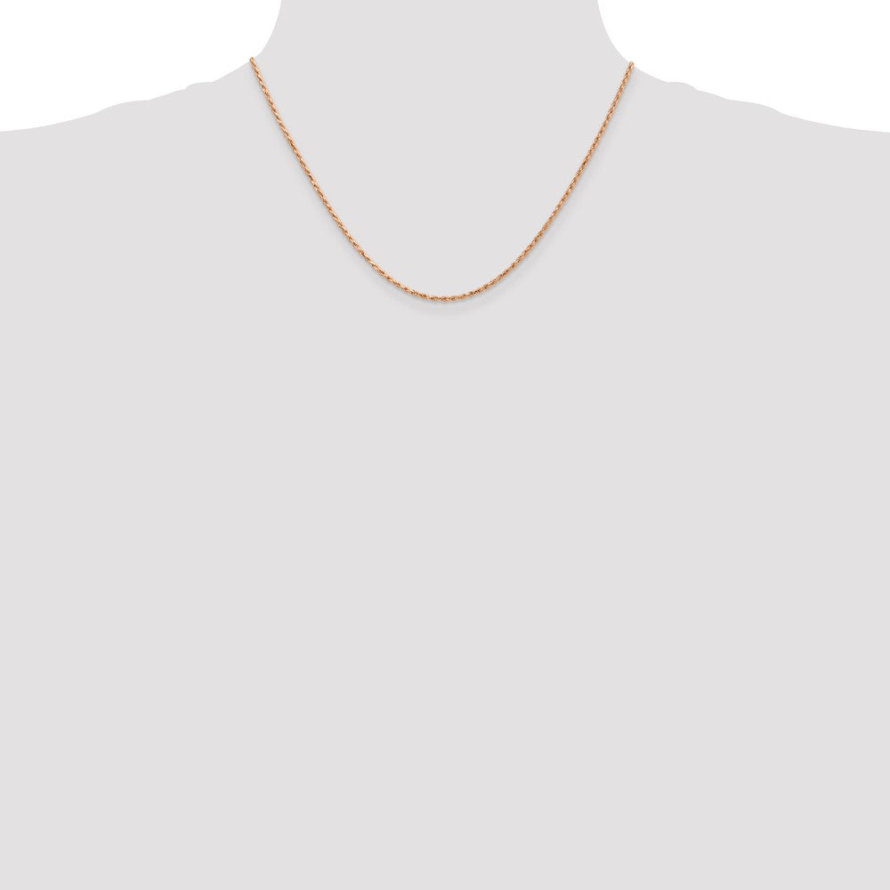 14K Rose Gold 1.8mm Diamond-Cut Man Made Rope With Lobster Clasp Chain Necklace