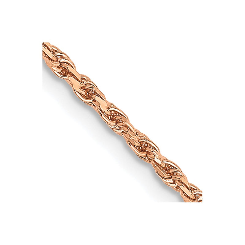 14K Rose Gold 1.8mm Diamond-Cut Man Made Rope With Lobster Clasp Chain Necklace