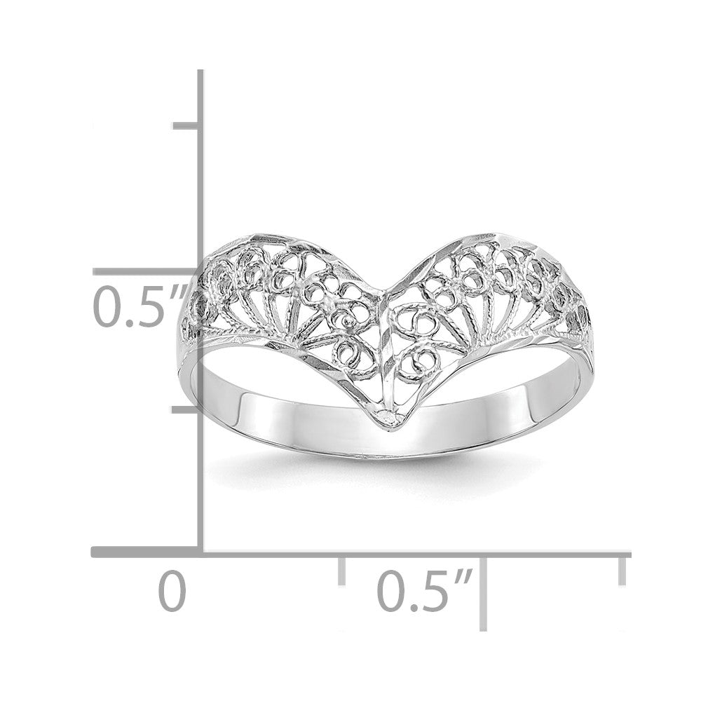 14K White Gold Diamond-Cut Filigree Ring