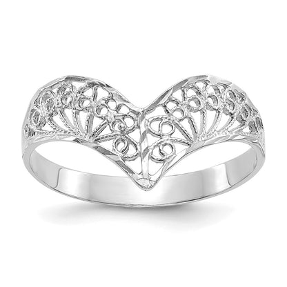 14K White Gold Diamond-Cut Filigree Ring