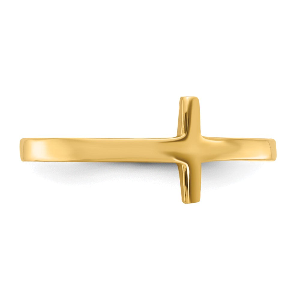 10K Yellow Gold Yg Sideways Cross Ring