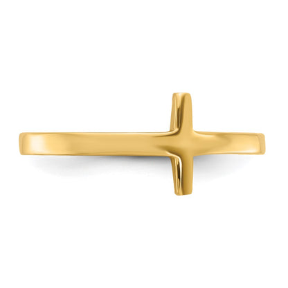10K Yellow Gold Yg Sideways Cross Ring