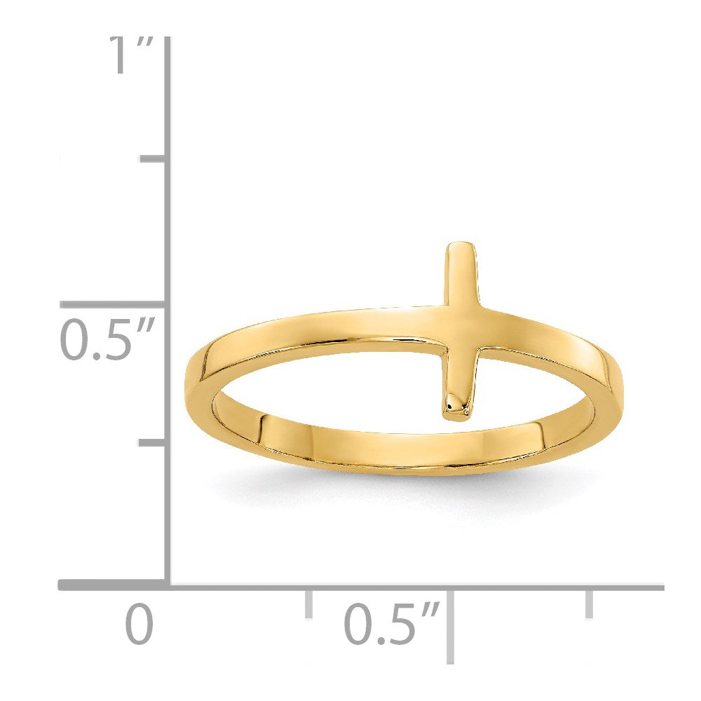 10K Yellow Gold Yg Sideways Cross Ring