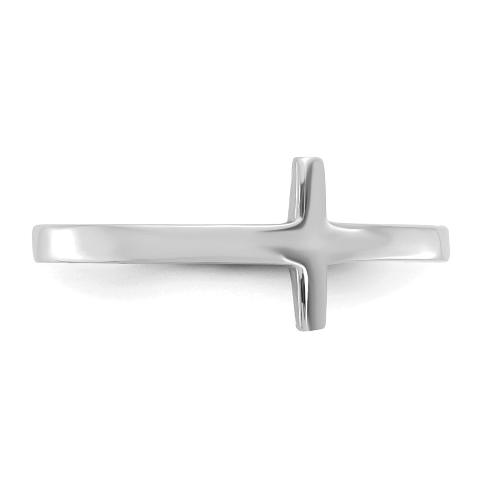10K White Gold Sideways Cross Ring