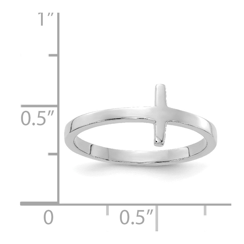 10K White Gold Sideways Cross Ring
