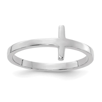 10K White Gold Sideways Cross Ring