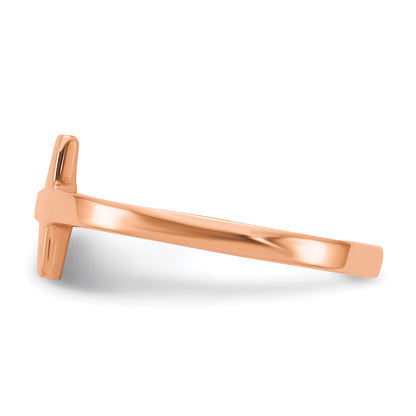 10K Rose Gold Sideways Cross Ring