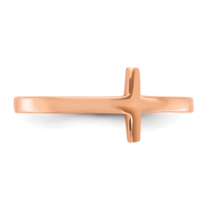 10K Rose Gold Sideways Cross Ring