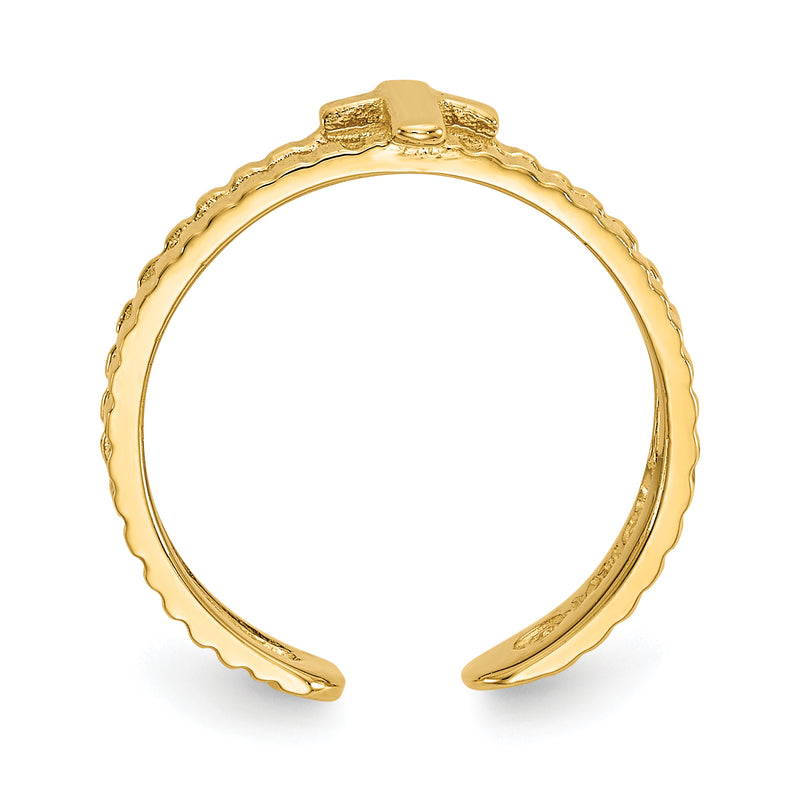 14K Yellow Gold Cross Toe Ring